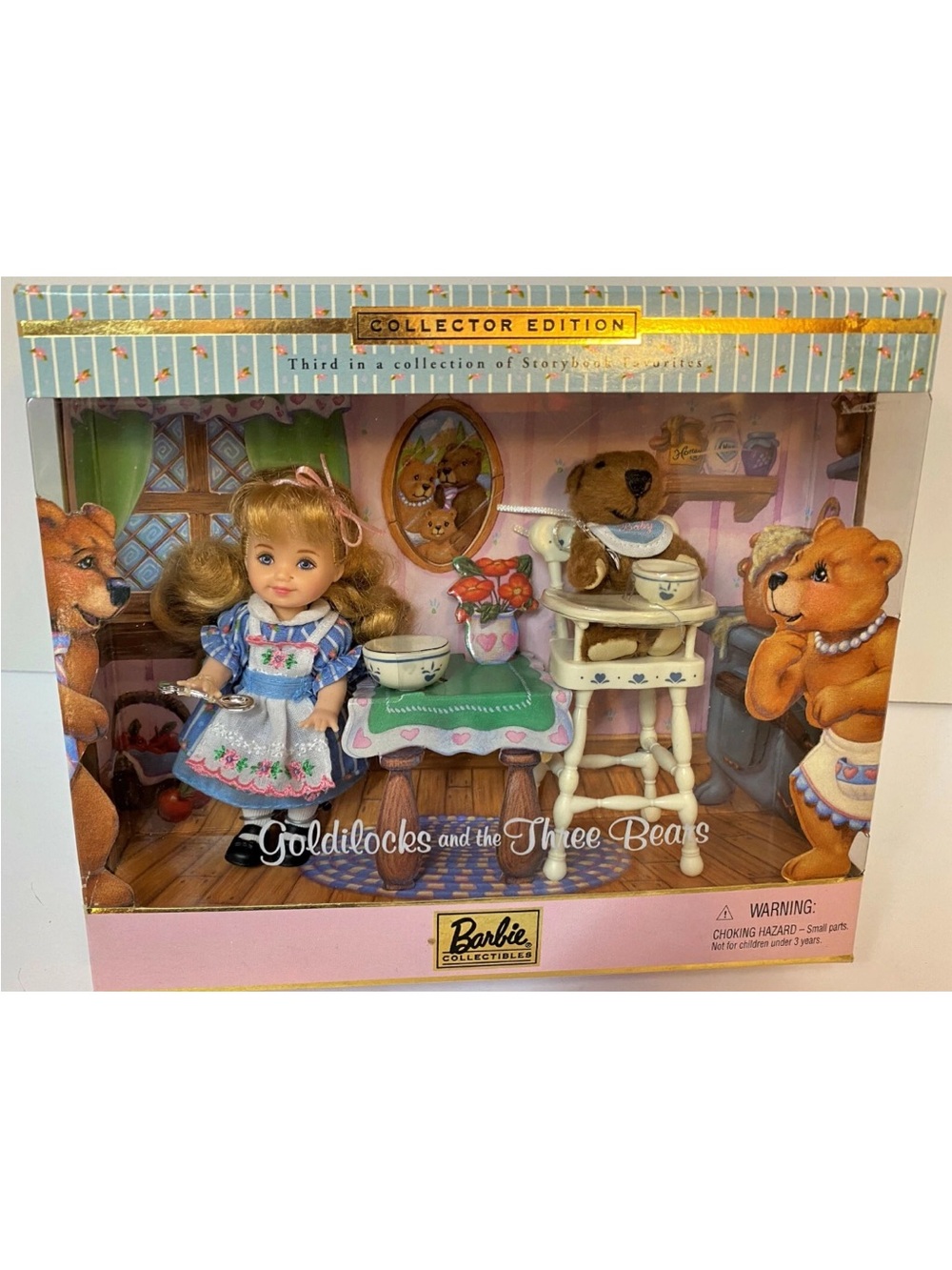 Barbie Goldilocks and the Three Bears Box Art - Blue/Pink/Gold - Picture 3 of 13